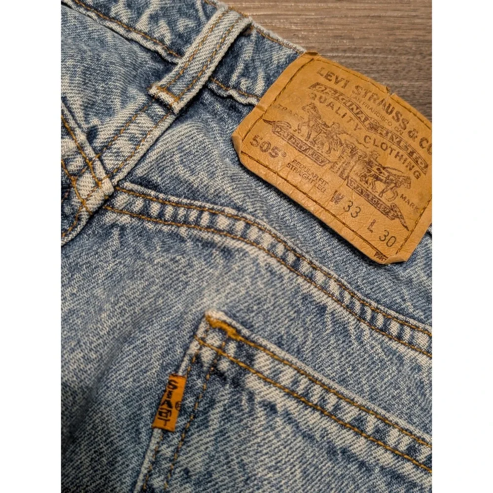 Vintage 1997 Levis 505 Orange Tab Jeans Light Wash Straight Leg‎ Denim 33x30(25)